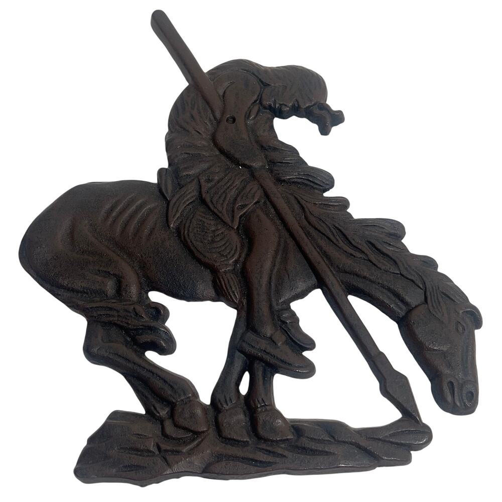 Vintage End of the Trail Metal Wall Plaque Native American Horse Western Metal